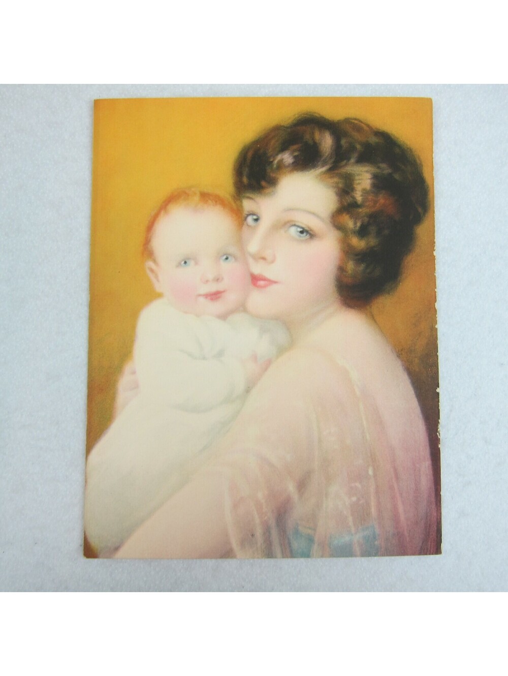 Vintage 1930s Mother & Baby Art Calendar Print GP 211 Gold Yellow Nursery Art